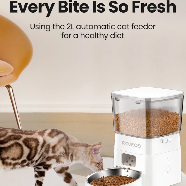 ROJECO Automatic Pet Feeder for Cats & Dogs - Smart Control