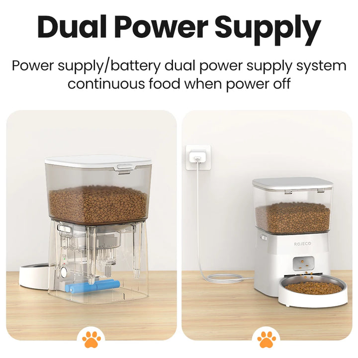 ROJECO Automatic Pet Feeder for Cats & Dogs - Smart Control