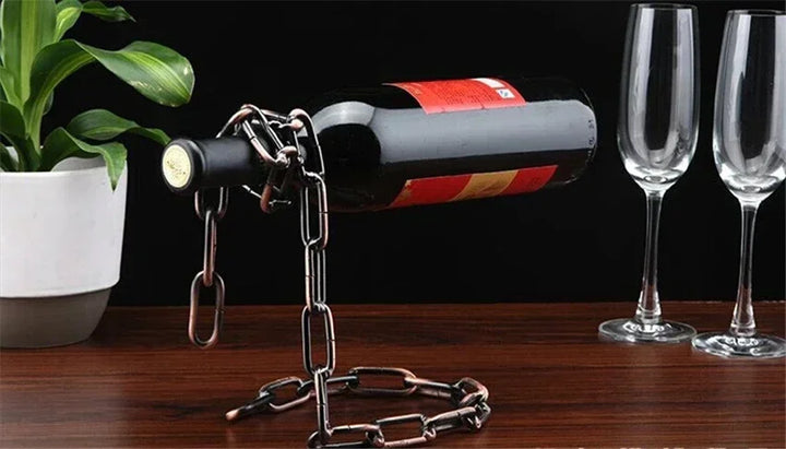 Floating Iron Chain Wine Rack