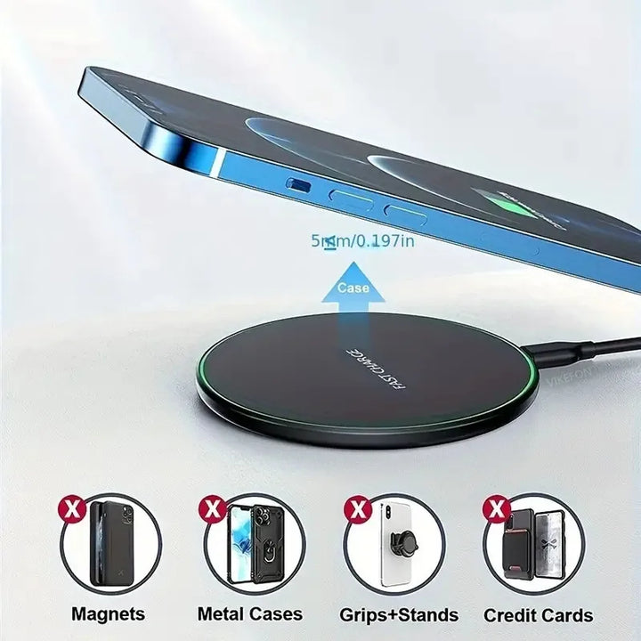 Fast Wireless Charging Pad for iPhone & Samsung Devices