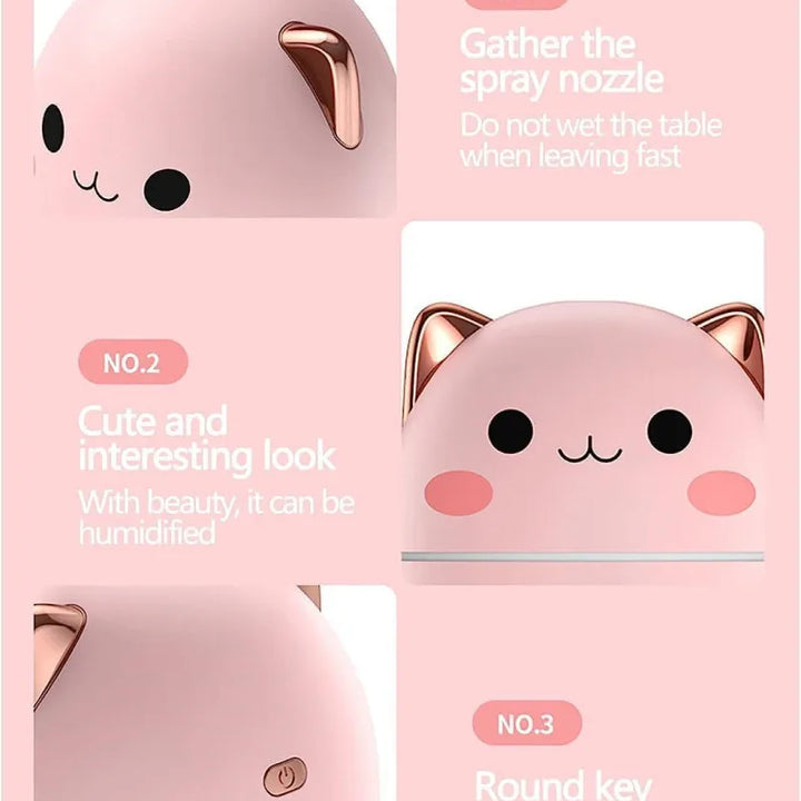 Hot Sale 250ml Cute Cat Air Humidifier Diffuser USB Mist Maker Mini Humidificador with Night Light