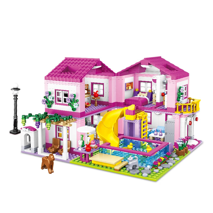 Friends City Street View House Summer Holiday Villa Castle Model Building Block Sets Figures DIY Bricks Toys for Kids Girls Gift